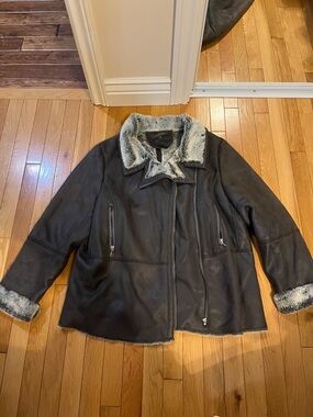 Addition Elle grey faux fur moto style coat